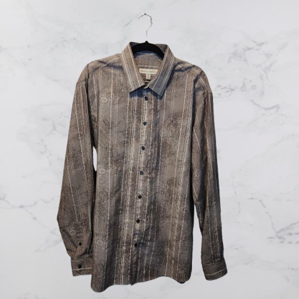 Pronto Uomo XXL Casual Long Sleeve Button Down Shirt Beige